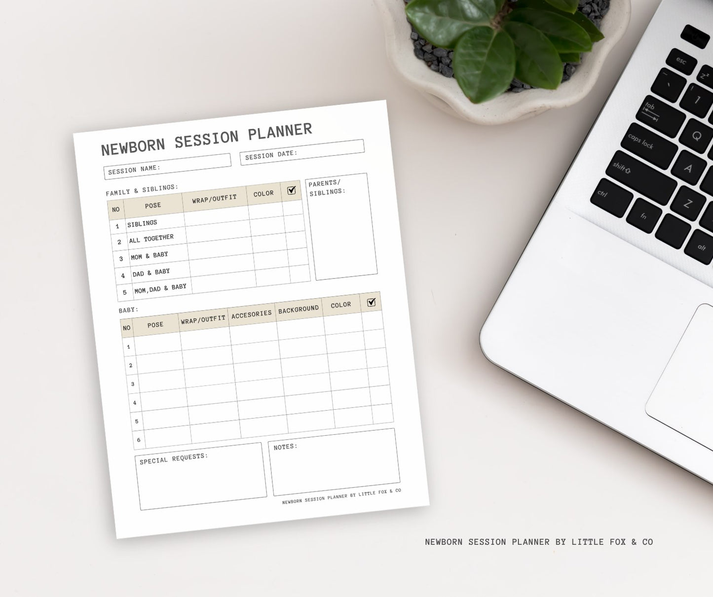 Newborn Session Planner PDF