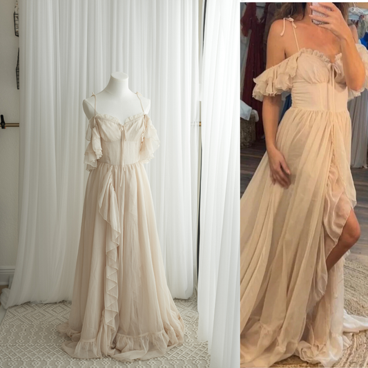 champagne poetry dress by wearereclamation