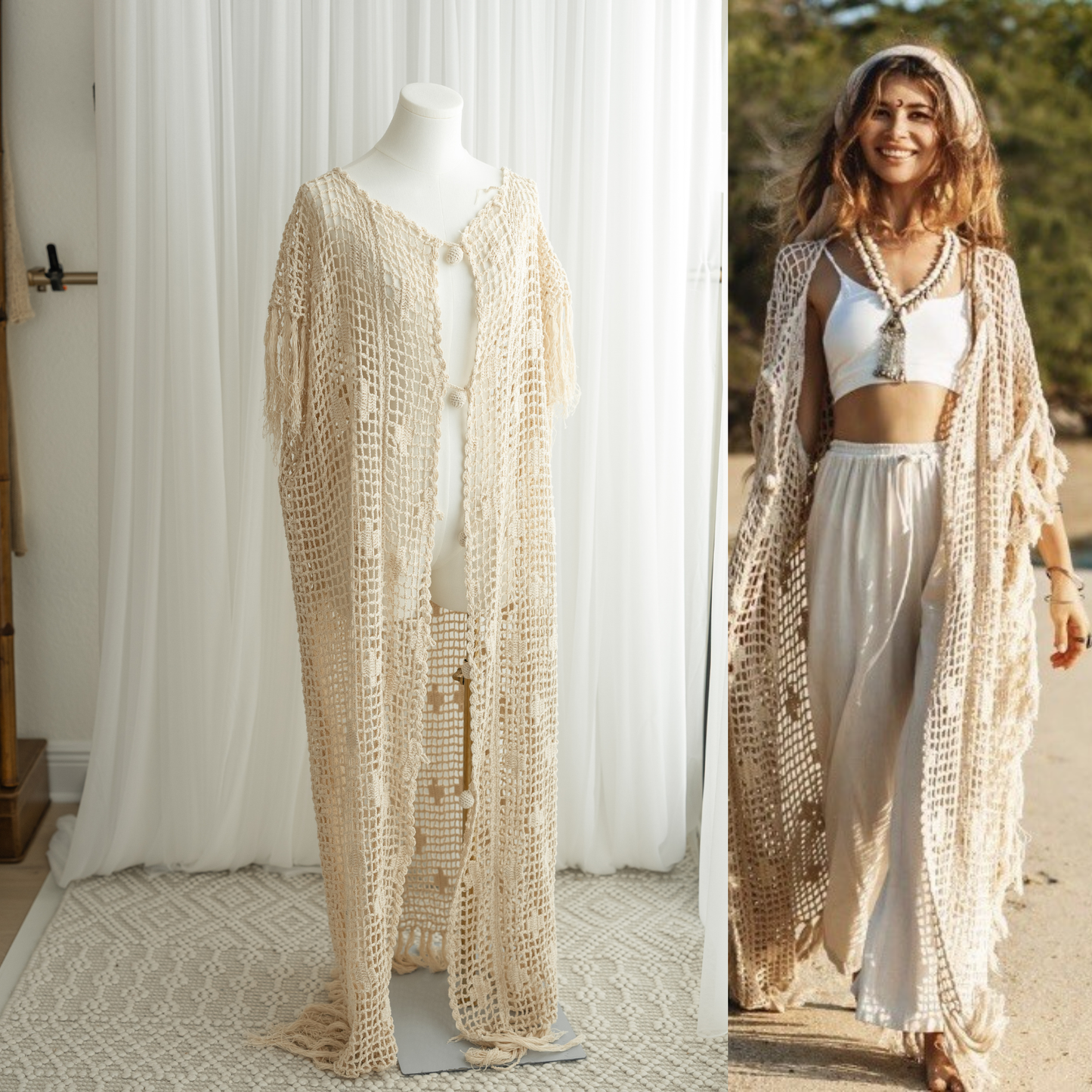 Handmade Hand Crochet Darlington Kimono