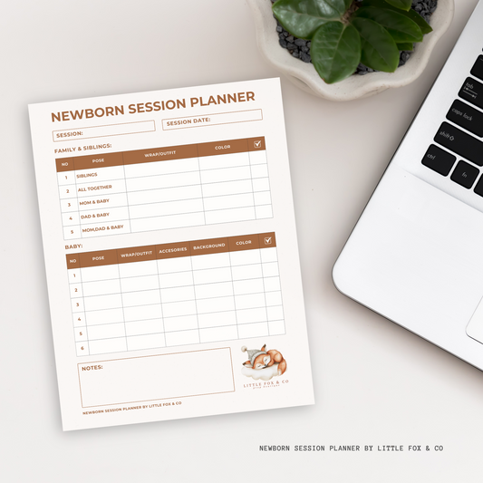 Newborn Session Planner : notepad